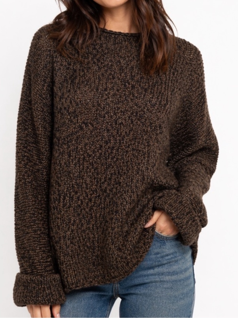 VINCE 100% Merino Wool Woven Black & Green Knitted Sweater Loose Fitting Top